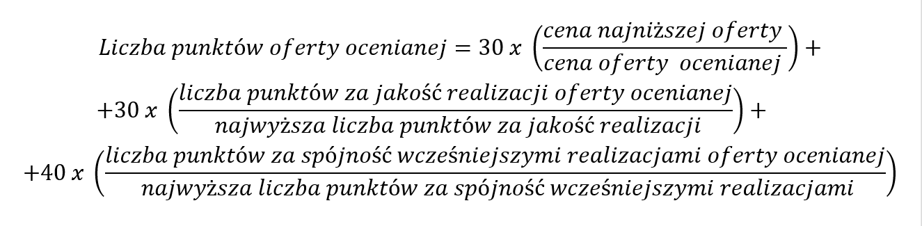 Liczba punktów oferty ocenianej - wzór
